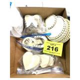 BOX OF WOOD CRAFT SUPPLIES