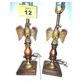 MCM BRASS EAGLE LAMPS W SHADES