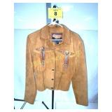 BEADED LEATHER FRINGED JACKET SIZE M