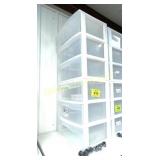 TWO 3 DRAWER PLASTIC DRAWERS W 2 SETS OF CASTERS