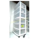 TWO 3 DRAWER PLASTIC DRAWERS W 2 SETS OF CASTERS