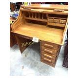 NICE SMALLER SIZE OAK ROLL TOP DESK