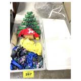 PLASTIC STORAGE CONTAINER, TREE AND YARN