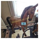 40' TALL WOOD HORSE, DAMAGE ON TIP OF TAIL