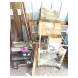 ZIP TIES, WORK STOOLS, WOOD AND PLASTIC RACK