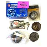 PALM SANDER, SAND PAPER, WIRE WHEEL BRUSHES