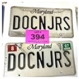 MARYLAND DOCN JRS CUSTOM LICENSE PLATES