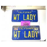 CALIFORNIA WT LADY CUSTOM LICENSE PLATES