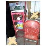 SCIENCE DIET PLASTIC RACK, METAL CHAIRS, MISC