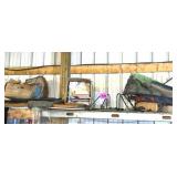 SHELF CONTENTS, TREE STAND, MISC WOOD,