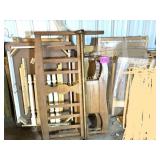 VINTAGE FURNITURE; BED FRAMES, TABLE W LEGS, WOOD