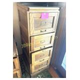 WOOD FILE CABINET 4 DRAWER W GLASS TOP