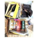 PILE - BOOKS, SHOES, CHRISTMAS ITEMS