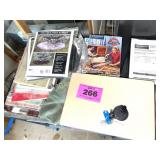 METAL STRONG BOX. WOODWORKING BOOKS AND TREE RING