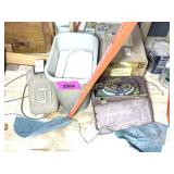 PILE, OLD ADDING MACHINE, TRASH CAN, DRILL