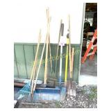 YARD TOOLS; RAKES, SHOVELS, PITCH FORK, ETC.