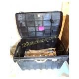 PLASTIC TOTE AND OLD TOOLS