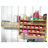 WALL MOUNT HARDWARE BINS AND CONTENTS