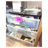 PLASTIC SET OF STORAGE DRAWERS FULL OF MISC
