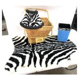 BASKET WITH ZEBRA PRINT ROOM DECORATIONS