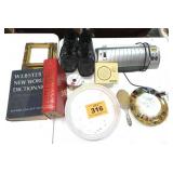 AM RADIO, PLATE, SHOES, DICTIONARIES ETC