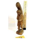 LARGE WOOD CARVED MAN FIGURE WITH INSTRUMENT