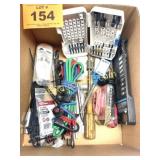 BOX W BUNGEE CORDS AND MISC TOOLS
