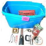 TOTE OF ASSORTED TOOLS ETC