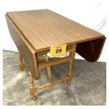 FOLDING TABLE ON CASTERS, CONVERTS TO COFFEE TABLE