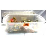 PLASTIC TUB WITH FLORAL DECORATIONS