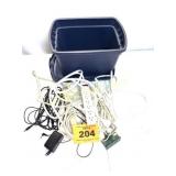 SMALL TUB WITH POWER STRIPS ETC