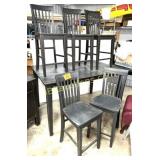 PUB HEIGHT TABLE AND 6 CHAIRS, HIDDEN LEAF