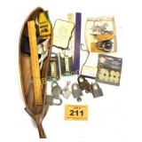 VINTAGE PADLOCKS, WOODEN BOWL, ETC.