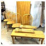 NICE HEAVY TABLE WITH  4 CHAIRS, BENCH SEAT.