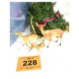 VINTAGE PLASTIC DEER (MISSING HORNS) DECORATIONS
