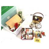 PLASTIC TUB OF CHRISMAS DECORATIONS