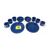 BLUE GRANTE CAMPWARE - 6 CUPS, PLATES AND BOWLS