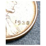 1938 LINCOLN CENT STRIKE ERROR - SPACE IN DATE "8"