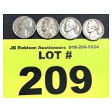 (4) SILVER NICKELS 1943, 1954 & (2) 1959