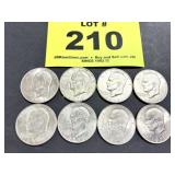 (8) 1971 EISENHOWER SILVER DOLLARS ONE MONEY
