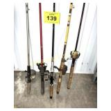 (5) VINTAGE FISHING POLES