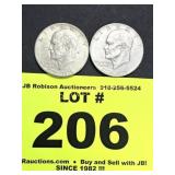 1976 EISEHOWER BICENTENNIAL SILVER DOLLAR COIN X 2