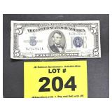 1934 D $5 SILVER CERTIFICATE FAULTY ALIGNMENT ERRO