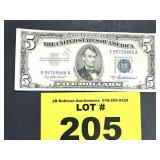 1953 A $5 SILVER CERTIFICATE