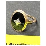 10K GOLD RING WITH BLACK ONYX AND DIAMOND CHIP