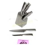 SS KNIFE BLOCK AND 2ND SET OF KNIVES (3 PICTURES)