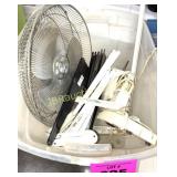 SHELF AND FAN PARTS IN TOTE