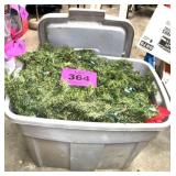 PLASTIC TOTE WITH LIGHTED GARLAND