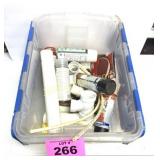 PLASTIC TOTE PLUMBING SUPPLIES AND SPRAY
