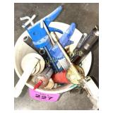 BUCKET W GREASE GUNS AND CAULKING GUNS